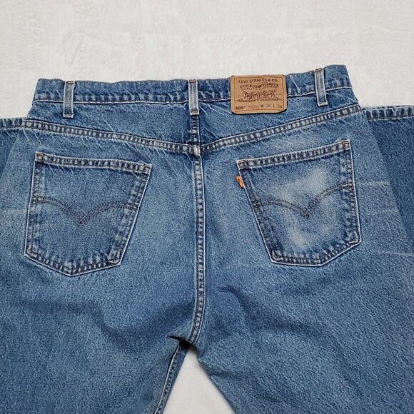 VINTAGE 1996 Levi's 505 Orange Tab Relaxed Fit Tapered Leg Distressed Mom Jeans - Picture 10 of 12